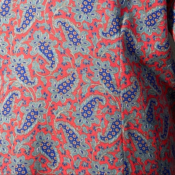 Vintage Red Paisley Mock Neck Puff Sleeve Button Up Blouse Med - Picture 7 of 9